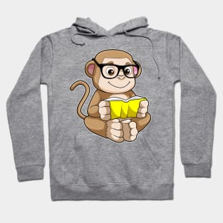 Monkey as Student with Glasses & Book Hoodie